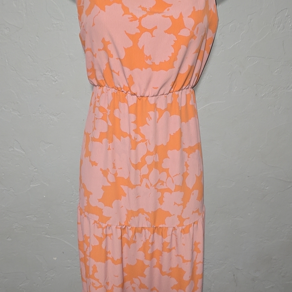 Sanctuary Orange and Pink Floral Midi Dress